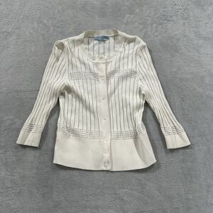 Antonio Melani Button Cardigan Sweater‎ Women Medium White Vtg